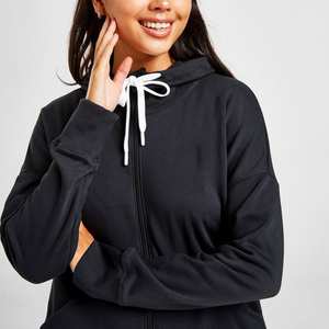 <b>Women's</b> <b>Black</b> Full Zip Hoodie Baggy Fit Knitted Cotton Hooded <b>Sweatshirt</b> with Front Pockets Custom <b>Women</b> Hoodies & <b>Sweatshirt</b> - Product Image 6