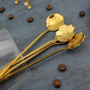 Ensemble de 12 cuillères à dessert en forme de fleur, en acier inoxydable, cuillères à café, cuillères à sucre mignonnes, petites cuillères à thé, vaisselle pour la maison et le café - Product Image 3
