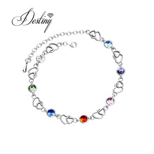 <span class=keywords><strong>Pulsera</strong></span> de cadena de corazón de plata 925 Daisini adornada con cristales de <span class=keywords><strong>Swarovski</strong></span> para mujer <span class=keywords><strong>pulsera</strong></span> chapada en oro de 18 quilates - Product Image 3