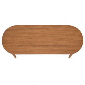 Table à manger ovale en teck massif avec pieds coniques, écologique, imperméable, 8 places, design scandinave moderne pour usage hôtelier - Product Image 4