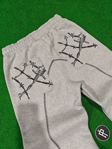 2026 Custom Unisex Haidergrey Color Heavy Weight 100% Cotton Fleece DTF Print Sweatpants with Embroidery <b>Cuffed</b> <b>Jogger</b> for Men - Product Image 5