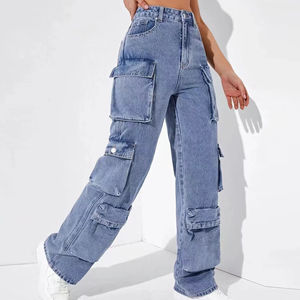 Custom Washed <b>Baggy</b> <b>Jeans</b> for <b>Women</b> Plus Size Oversized Hip Hop Streetwear Wide Leg Denim Pants - Product Image 3