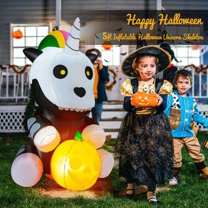 Scheletro Gonfiabile di Unicorno per Halloween con Lanterna a Zucca - Decorazione da Giardino Esterno di 1,5 m - Product Image 2