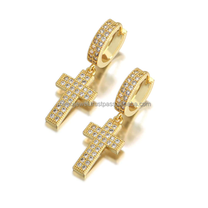 Pendientes de Diseño en Forma de Cruz Matrix Jewel ER 30, Plata 925 con Baño de Rodio/Oro/Oro Rosa, Clásicos con Diamantes Moissanite VVS - Product Image 4