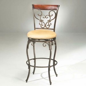 Classic Metal Wrought Iron Commercial <b>Bar</b> <b>Stools</b> Cream Cushions Fixed Armrest Transitional Outdoor <b>Garden</b> Furniture for Balcony - Product Image 2