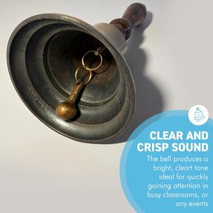 Campana de mano de latón de alta calidad con mango de madera para enseñanza, meditación, yoga y alertas. Campana de mano de latón con sonido premium. - Product Image 5