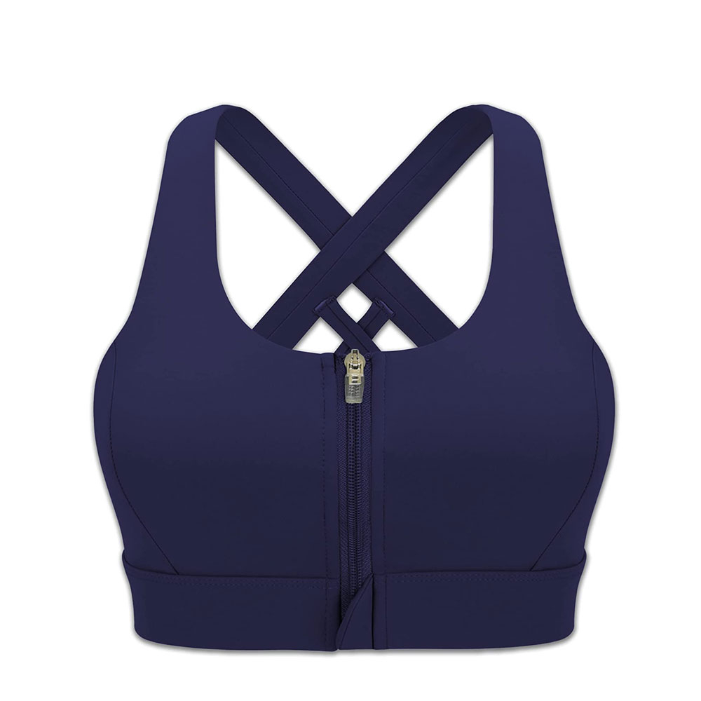 Front Zipper Sports Bra High Impact Support Wireless Workout Bra Women Breathable Yoga Crop Top Fitness Gym Activewear