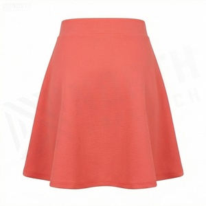 Jupe courte trapèze pour femme, couleur unie, taille élastique, confortable, en polyester tissé, toutes saisons, style décontracté - Product Image 2