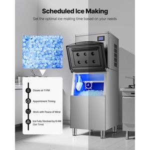 Attrezzatura di Refrigerazione per Cucine Commerciali, Macchina per Ghiaccio Industriale in Acciaio Inox da 22 Pollici, 360 Libbre/Giorno, Autopulente - Product Image 6