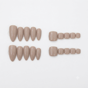 Acrylique pré-conçu Ongles Neutre Taupe-beige Solide Monochrome No Patterns Poème de lait d'avoine - Product Image 1