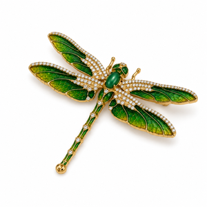Broche de Libélula Verde Esmaltada Mayrabygungun con Detalles en Oro, Joyería de Moda para Mujer de Mayrabygungun - Product Image 1