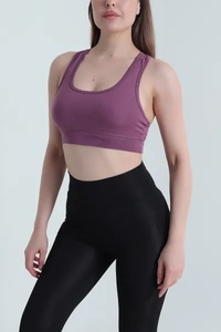 Soutien-gorge de sport et de yoga pour femme grande taille, maintien élevé, léger, respirant, bretelles croisées, couleur unie, en nylon/coton, effet push-up, pour fitness et entraînement - Product Image 3