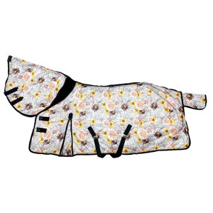 Couverture de cheval imperméable à imprimé floral avec cache-cou intégré, en maille respirante anti-transpiration, sangles croisées réglables, élégante - Product Image 3