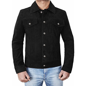 <b>Men's</b>Top Quality Premium Leather Trucker <b>Jacket</b> <b>Suede</b> Leather Premium Soft Touch Fully Lined Black <b>Suede</b> Jeans Style <b>Jacket</b> - Product Image 4