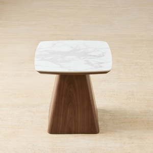 Solid Wood & <b>Marble</b> Coffee <b>Table</b> – Handmade Designer Center <b>Table</b> Customizable Design Custom Shape Living Room - Product Image 2