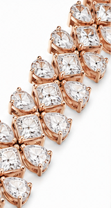 กำไลข้อมือเพชรโรสโกลด์ 18K ทรงลูกแพร์และมาร์คีส์ ดีไซน์ดอกไม้ สำหรับเจ้าสาว ฉลองครบรอบ หรูหรา ประณีต ระยิบระยับ พรีเมียม - Product Image 5