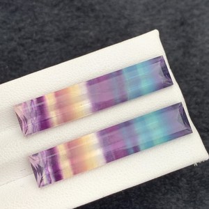 Piedras preciosas de fluorita natural multicolor con corte baguette, piedras de cristal sueltas para la fabricación de joyas y colección. - Product Image 5