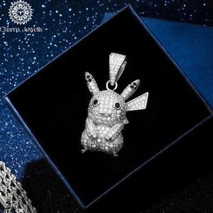 Charm_Jewells Colgante de Pikachu de Plata 925 con Moissanita, Corte Brillante Redondo, Engaste de Bisel, Chapado en Oro, Temática Hiphop, Regalo Unisex - Product Image 2