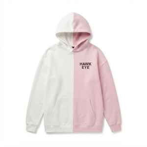 Sudadera con capucha de bloques de color para mujer, rosa y blanca, con hombros caídos, manga larga y estampado de letras - Product Image 6