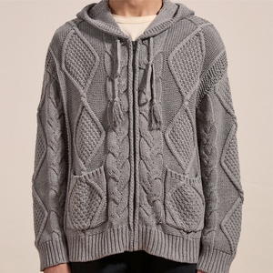 Sweat à capuche en jersey tricoté épais, coupe classique, mélange de coton, effet délavé vintage, streetwear, pull-over, séchage rapide, homme - Product Image 4