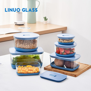 High Borosilicate Glass Food Storage <strong>Container</strong> Stackable Non-slip Colorful <strong>Silicone</strong> Sleeve Lunch Box <strong>With</strong> BPA Free <strong>Lid</strong> - Product Image 5