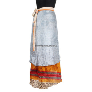 Jupes paréo de créateur en soie imprimée, enveloppantes, réversibles, longueur 38 pouces, style vintage, pour la plage ou comme cache-maillot - Product Image 3