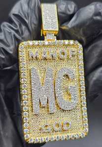 Pendentif Homme de Dieu MG en Argent 925 Plaqué Or 18K Moissanite Iced Out, Breloque Hip Hop, Bijoux Thème Homme - Product Image 4