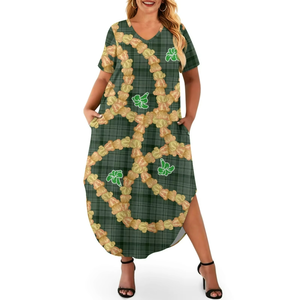 Best Selling Custom Pasifika Fashion Hawaiian Mailelei Culture Print Women's Short Sleeve <b>Plus</b> <b>Size</b> <b>Dress</b> Print on Demand - Product Image 2