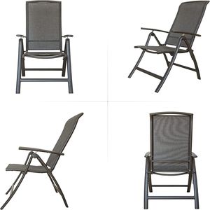 Set di 2 Sedie Pieghevoli da Patio con Telaio in Alluminio, Schienale Alto Regolabile e Telaio Reclinabile per Pranzo all'Aperto - Product Image 2