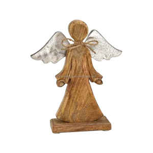 Vente chaude Figurine d'ange en bois sculpté ornements d'arbre de Noël et fournitures de décoration de vacances cadeau pour la saison des fêtes - Product Image 3