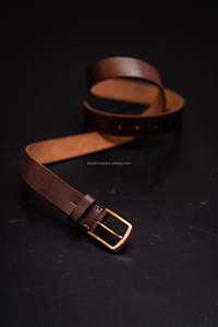 Leather Belt Men Vintage Jeans Belt Full Cowhide Leather Belt Buckle Old <b>Silver</b> 4cm Width - Product Image 4