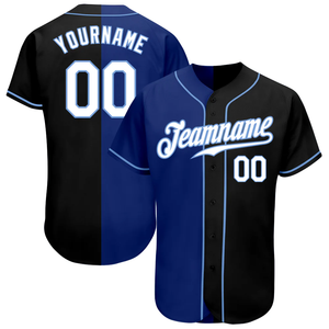 Camisetas de Béisbol Personalizadas de Primera Calidad 2026, Diseño en Bloques de Color Azul y Negro, Estilo Universitario, Tela de 180g - Product Image 1