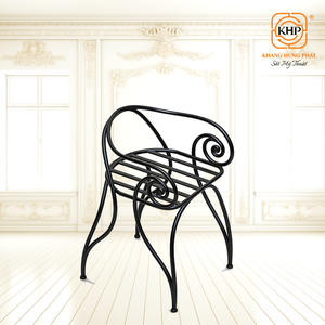 Chaise en fer forgé fabriquée au Vietnam, 100% forgée à la main, écologique, revêtement poudré, motif floral, mobilier de jardin extérieur - Product Image 5