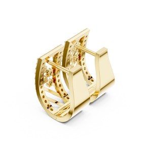 18K Gold Plated 925 Sterling Silver Double Row Round Zircon Bali Hoop Earrings Chic Fashion Jewelry Women - Product Image 3
