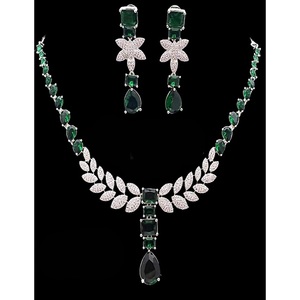Ensemble collier et boucles d'oreilles en argent brillant de luxe avec zircon royal, cadeau de mariage pour filles, occasion de fiançailles - Product Image 2