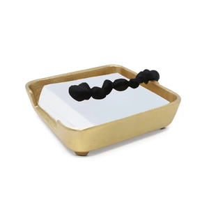 Porte-serviettes plat en métal bronze, distributeur de serviettes en papier en fil torsadé avec base sur pied et bras lesté - Product Image 4
