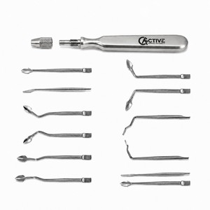 Kit Completo Profesional de Syndesmotomes Dentales Manuales de Acero Inoxidable, 1 Mango y 11 Puntas Intercambiables, Certificado CE, Ergonómico - Product Image 2