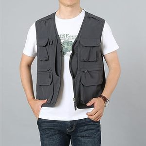 Men's Multi Pocket Fishing <b>Vest</b> Outdoor <b>Utility</b> <b>Vest</b> Lightweight Breathable Tactical Solid Color Zipper Closure Upf 35 - Product Image 6