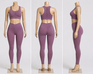 Ensemble de yoga sans couture pour femmes, leggings taille haute, soutien-gorge de sport respirant, vêtements de sport pour la gym et le fitness, vente en gros OEM - Product Image 5