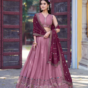 Traditional Summer Designer Georgette Lehenga Choli for Women Wedding & Party Ready to Wear with Recycled Materials - Product Image 1