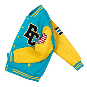 Chaqueta Varsity de Invierno para Hombre, Chaqueta Bomber de Forro Polar con Mangas de Cuero, Chaqueta Letterman con Logotipo Personalizado Bordado, Abrigo Streetwear - Product Image 2