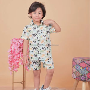Conjunto de Ropa de Algodón de Primera Calidad para Niños, Camisa Informal de Manga Corta con Estampado Sólido para Niños de 1 a 5 Años, Mejor Precio - Product Image 1