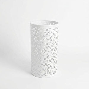 Porte-parapluie moderne en métal blanc découpé au laser, support rond ajouré en fer, bac de rangement pour parapluies pour la maison, le bureau et l'hôtel - Product Image 1