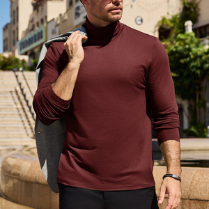 Pull côtelé à col roulé pour homme, manches longues, coupe extensible, mode estivale, vêtements pour homme, doux, respirant, tenue quotidienne - Product Image 4