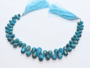 Perles de turquoise naturelle d'Arizona facettées en forme de goutte d'eau 5x7-7x14MM, qualité supérieure, pierres précieuses authentiques de turquoise d'Arizona - Product Image 2
