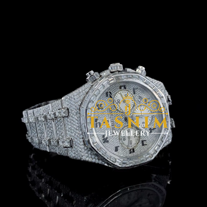 Reloj de Hombre de Moda, Estilo Deportivo, con Cristales de Cuarzo VVS, Acero Inoxidable, Edición Limitada, Movimiento ETA, Oro Blanco - Product Image 2