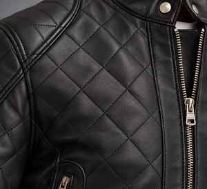Men's Black Quilted Leather <b>Jacket</b> Cafe <b>Racer</b> Motorcycle Biker <b>Jacket</b> Custom Slim Fit Zip Up Streetwear Leather <b>Jackets</b> for Men - Product Image 3