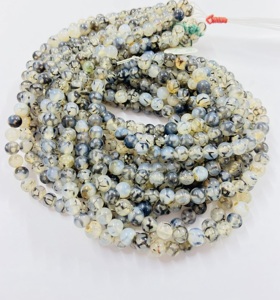 Perles rondes en agate veinée de qualité supérieure, provenant de l'usine Rare Gems, certifiées par un tiers du Rajasthan, pour la fabrication de bijoux, longueur de 15,5 pouces. - Product Image 2