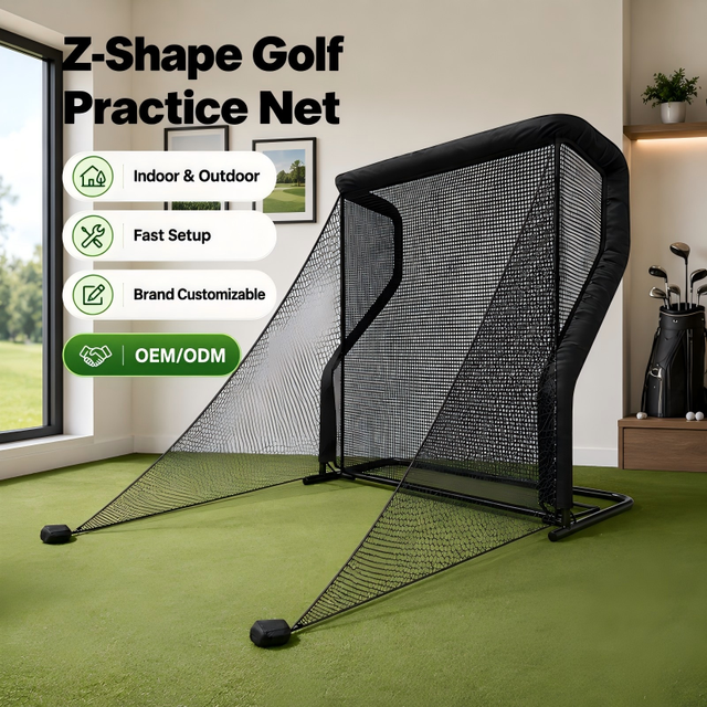 ODM Commercial Freestanding Black Steel Frame Nylon Golf Simulator Training Home Z-Shape Golf Practice Net