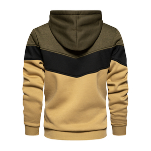 Men's Color Block Hooded <b>Sweatshirt</b> 100% Cotton <b>Velour</b> Pullover Knitted Digital Printing Pocket Winter Streetwear Customized - Product Image 2
